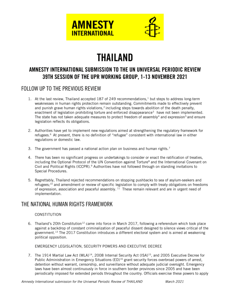 AMNESTY INTERNATIONAL SUBMISSION TO THE UN UNIVERSAL PERIODIC REVIEW ...